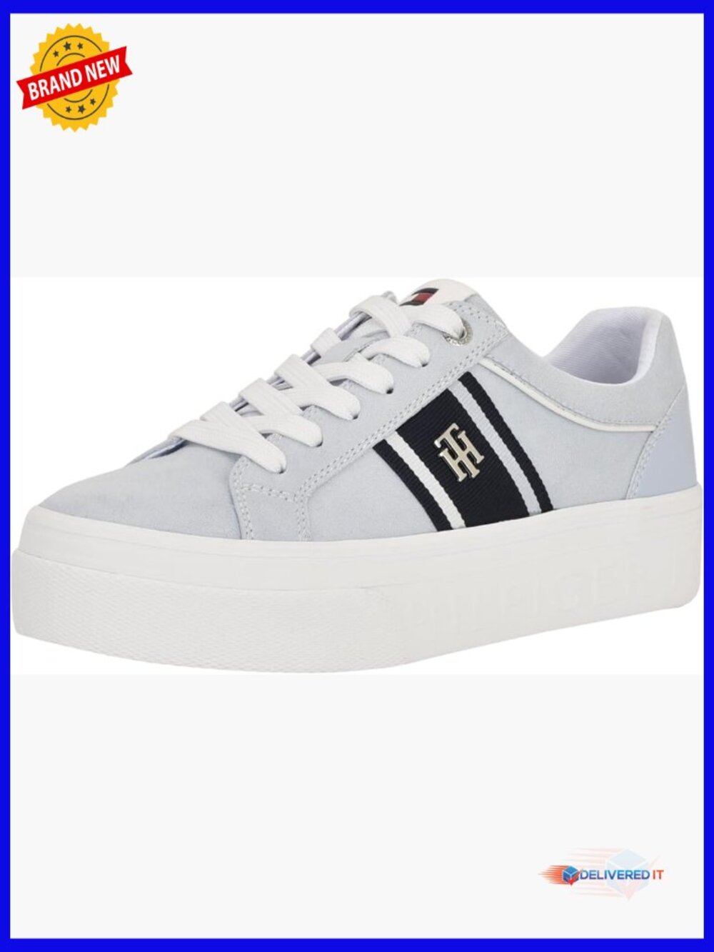Lace up platform fashion sneakers faux suede round toe low top